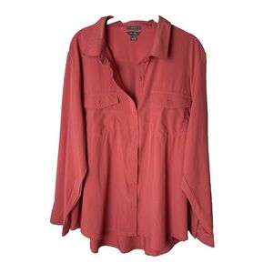 Eddie Bauer Shirt Plus Size XXL 2XL Top UPF 50+ Moisture Wicking Stretch Coral